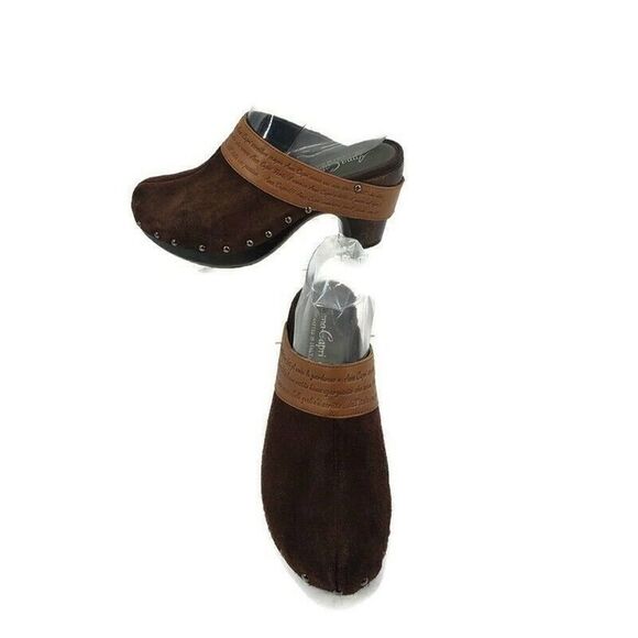 Anna Capri Italy Brown Suede Studs Mule Clog Shoes - Picture 2 of 12